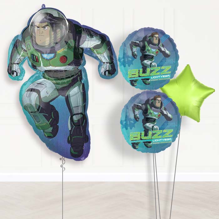 Buzz Lightyear Inflated Helium Balloons Delivered-Giant Balloon + 2 Themed Balloons + 1 Plain Balloon 