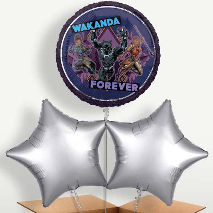 Black Panther Bunch of Balloons inflated with Helium | Party Save Smile