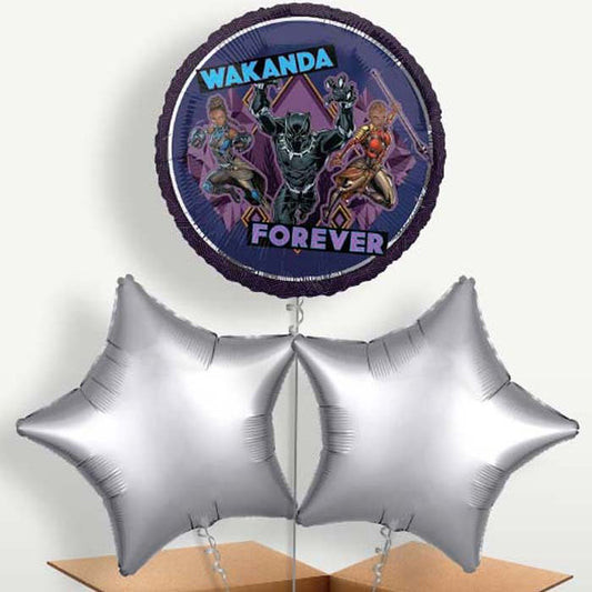 Black Panther Bunch of Balloons inflated with Helium | Party Save Smile