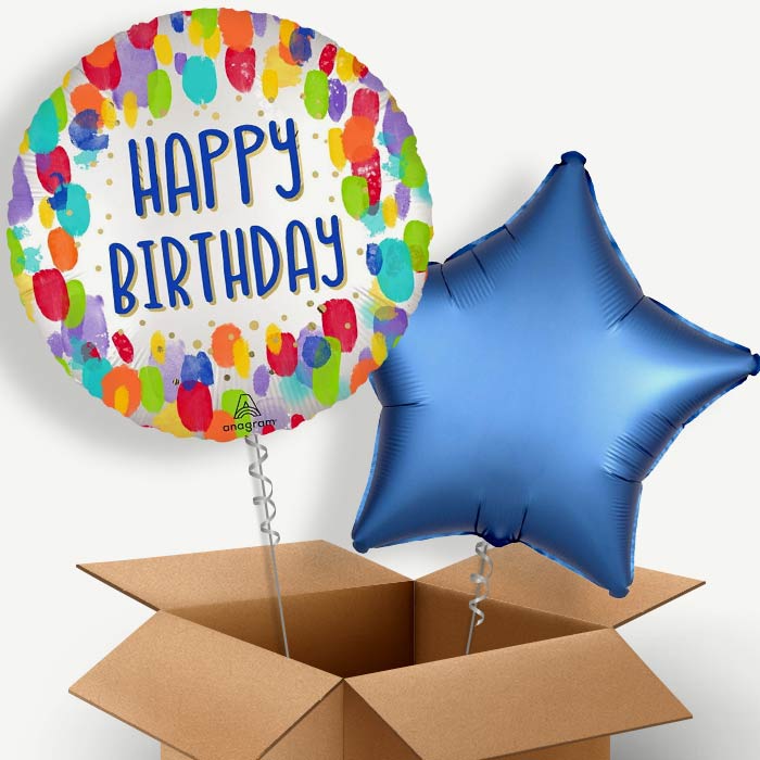 Artist Paint Dots Happy Birthday Helium Balloon Two | Party Save Smile