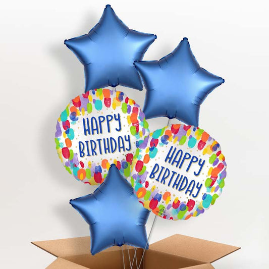 Artist Paint Dots Happy Birthday Helium Balloon in a Box - 5 Balloons | Party Save Smile