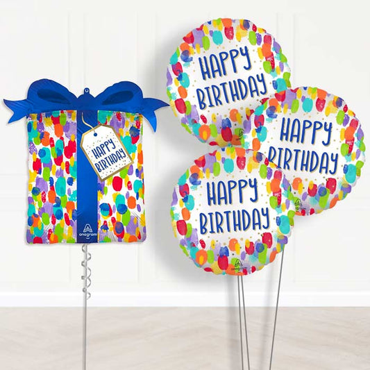 Artist Dots Painterly Birthday Balloon Bouquet Delivery - 1 x Giant Balloon with Themed Bouquet | Party Save Smile