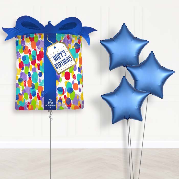 Artist Dots Painterly Birthday Balloon Bouquet Delivery - 1 x Giant Balloon with Plain Bouquet | Party Save Smile