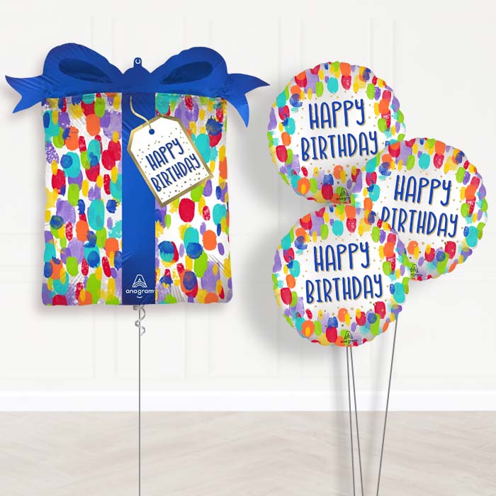 Artist Dots Painterly Birthday Balloon Bouquet Delivery - 1 x Giant Balloon with Themed Bouquet | Party Save Smile