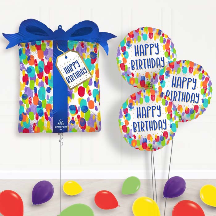 Artist Dots Painterly Birthday Balloon Bouquet Delivery - 1 x Giant Balloon with Themed Bouquet and Latex | Party Save Smile