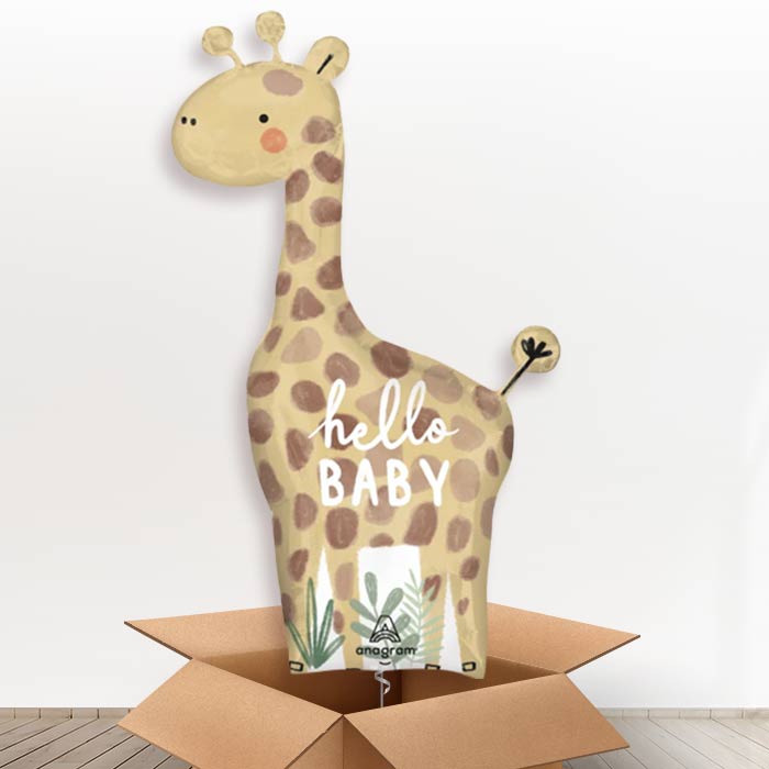 Giant Giraffe Hello Baby Helium Balloon in a Box - Giant Balloon | Party Save Smile