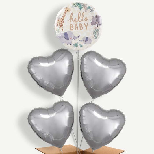 Jungle Animals Hello Baby Helium Cluster Balloons | Party Save Smile