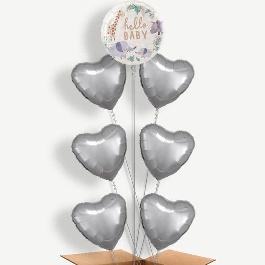 Jungle Animals Hello Baby Helium Balloon Arrangement | Party Save Smile