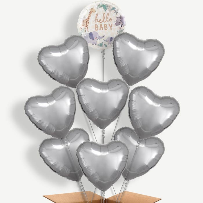 Jungle Animals Hello Baby Helium Balloon Bundle | Party Save Smile