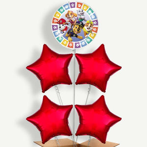 Colourful Paw Patrol 5 Balloon Cluster Inflated with Helium