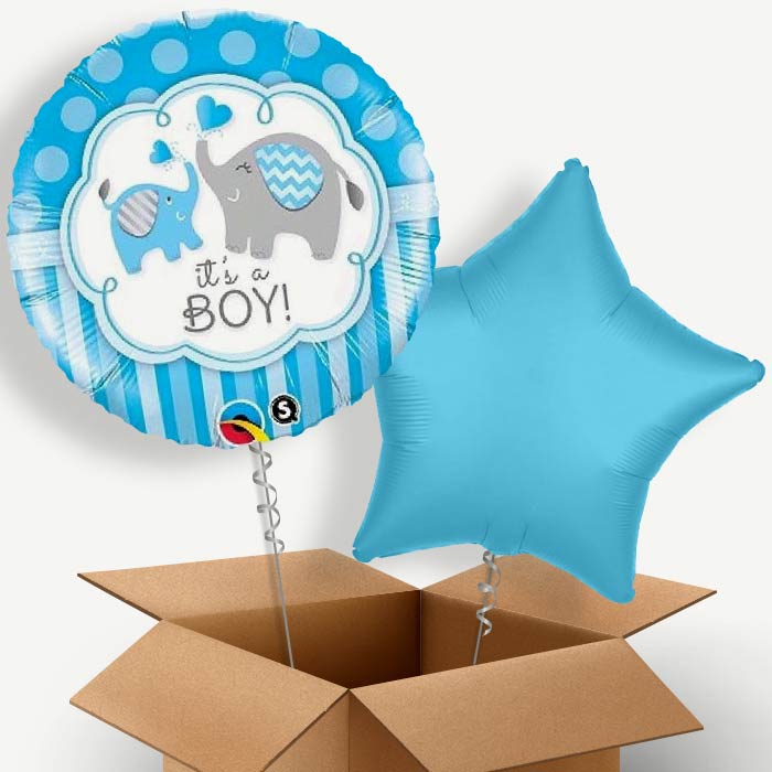Welcome Home Baby Boy (Elephant) Helium Balloon Two | Party Save Smile