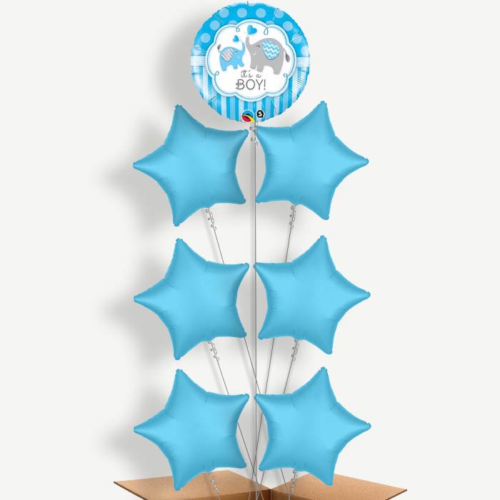 Welcome Home Baby Boy Elephant Helium Balloon Arrangement | Party Save Smile