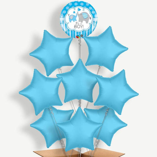 Welcome Home Baby Boy Elephant Helium Balloon Bundle | Party Save Smile