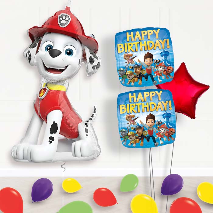 Marshall Balloon Paw Patrol Bouquet Delivery-Giant Balloon + 2 Themed Balloons + 1 Plain Balloon + Mini Balloons 