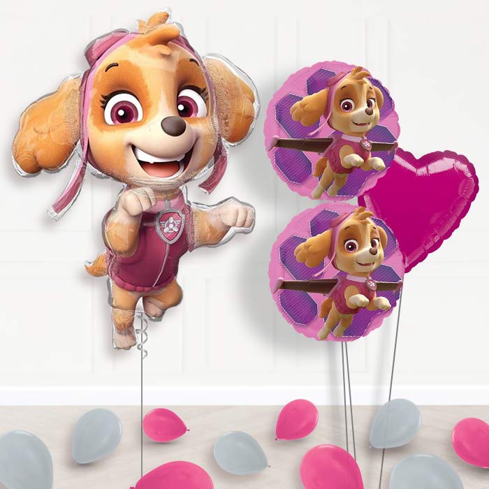 Shaped Skye Paw Patrol Balloon Bouquet Delivery-Giant Balloon + 2 Themed Balloons + 1 Plain Balloon + Mini Balloons 