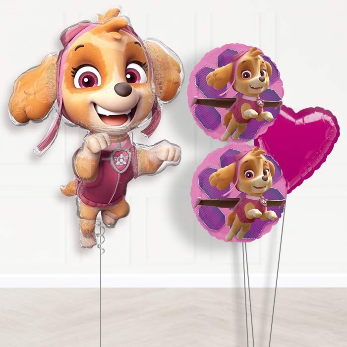 Shaped Skye Paw Patrol Balloon Bouquet Delivery-Giant Balloon + 2 Themed Balloons + 1 Plain Balloon 