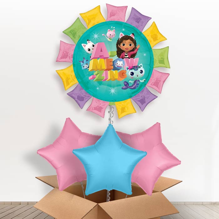 Gabby’s Dollhouse Giant Helium Balloon in a Box - With 3 Plain Balloons | Party Save Smile
