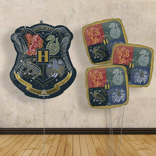 Harry Potter Hogwarts Crest Balloon Bouquet Delivery - Themed Bouquet | Party Save Smile