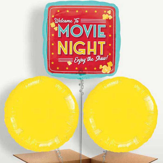 Movie Night Popcorn Balloon Bunches inflated with Helium | Party Save Smile