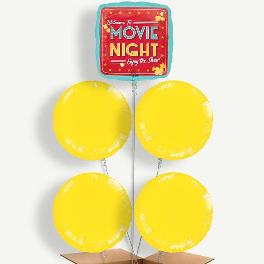 Movie Night Popcorn Balloon Clusters Inflated with Helium | Party Save Smile