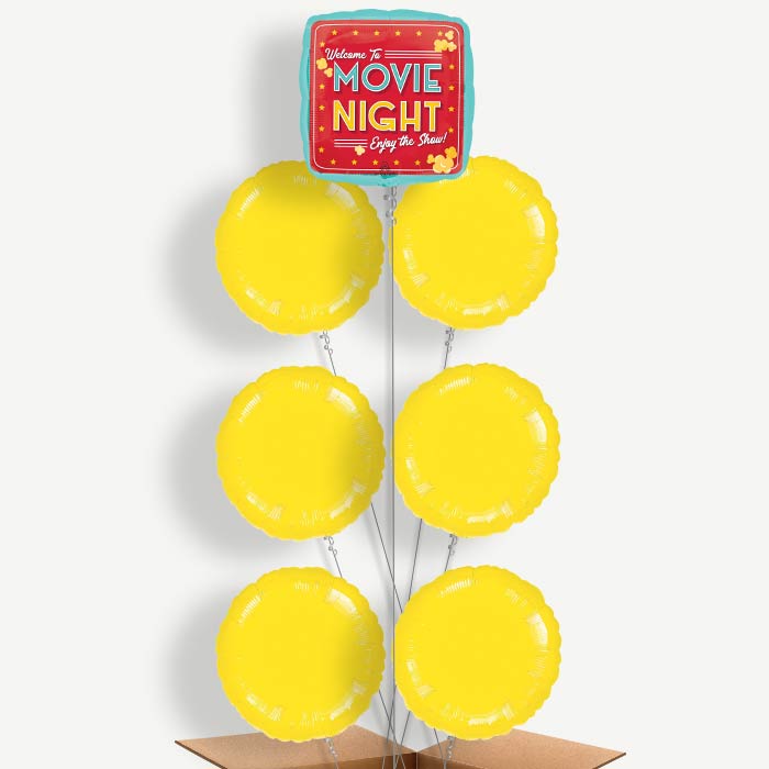 Movie Night Popcorn Balloon Arrangement Inflated with Helium | Party Save Smile