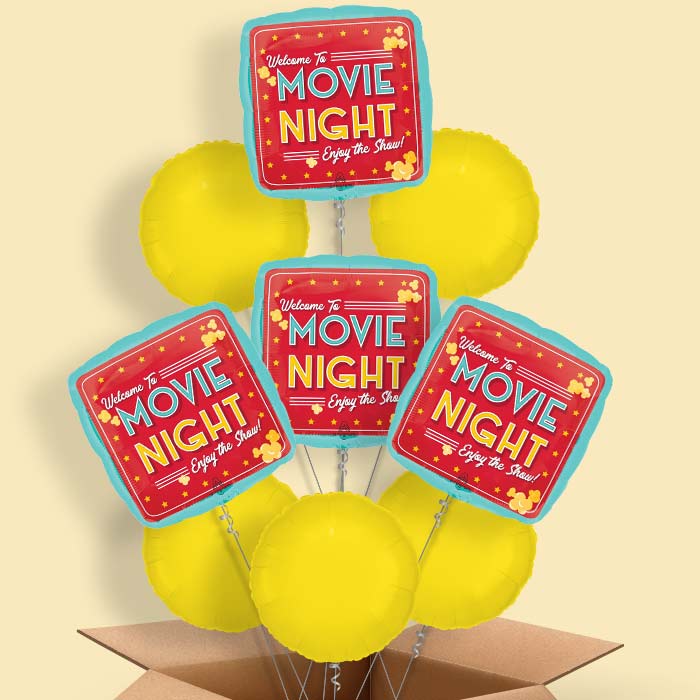 Movie Night Popcorn Helium Balloon in a Box - 9 Balloons | Party Save Smile