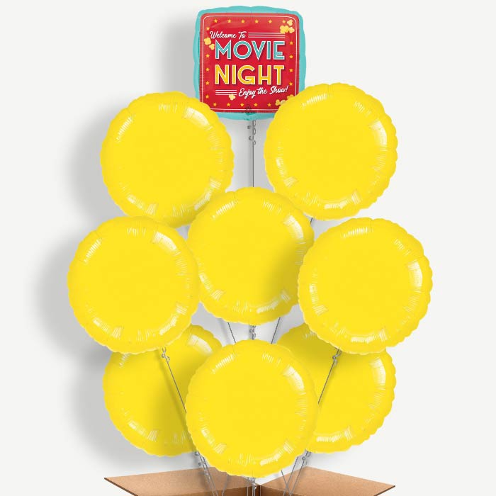 Movie Night Popcorn Balloon Bundle Inflated with Helium | Party Save Smile