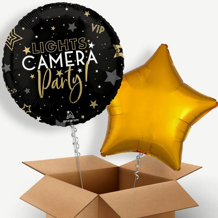 Lights Camera Party Helium Balloon Pair | Party Save Smile