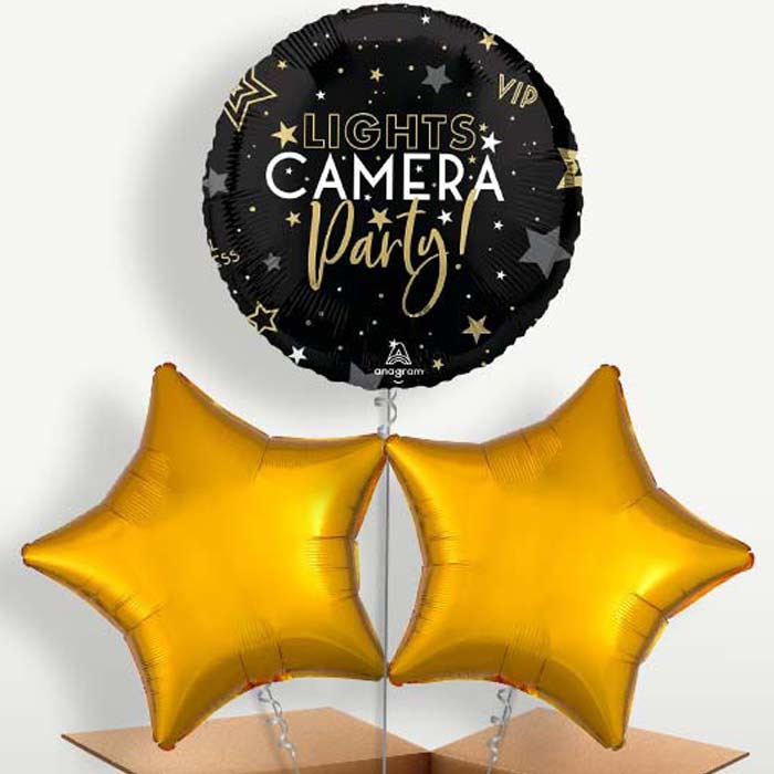 Lights Camera Party Balloon Bunches inflated with Helium | Party Save Smile