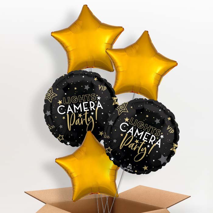Lights Camera Party Helium Balloon in a Box - 5 Balloons | Party Save Smile