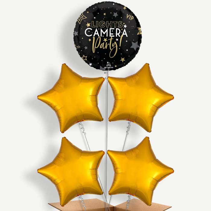 Lights Camera Party Balloon Clusters Inflated with Helium | Party Save Smile