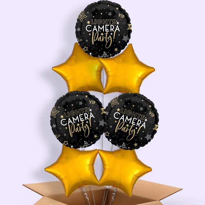 Lights Camera Party Helium Balloon in a Box - 7 Balloons | Party Save Smile
