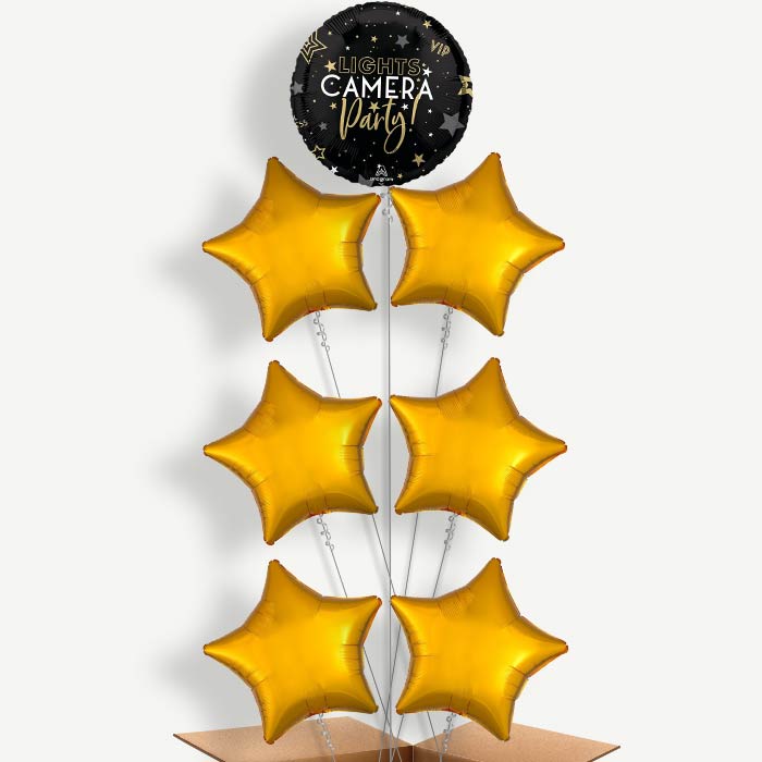 Lights Camera Party Balloon Arrangement Inflated with Helium | Party Save Smile