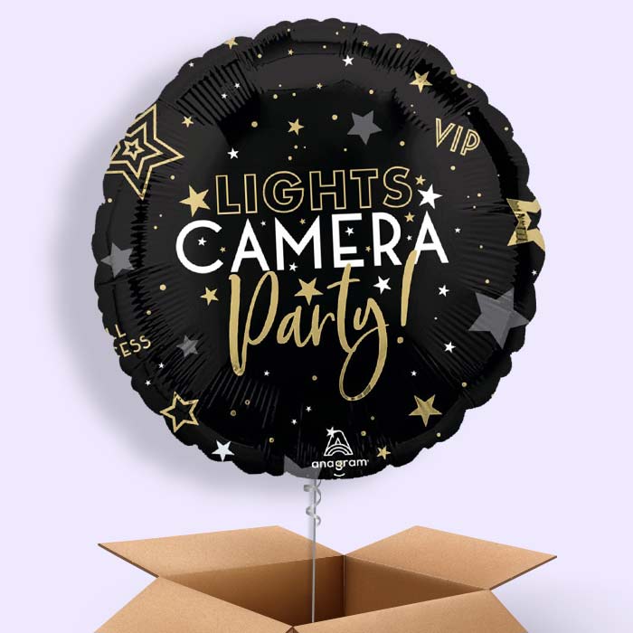 Lights Camera Party Helium Balloon in a Box - 1 Balloon | Party Save Smile