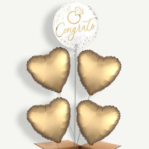 White & Gold Congrats Wedding Ring 5 Helium Balloon Cluster
