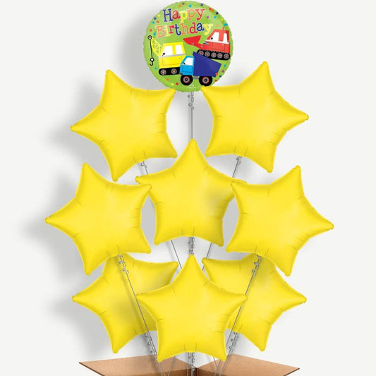 Colourful Construction Birthday Helium Balloon Bundle | Party Save Smile