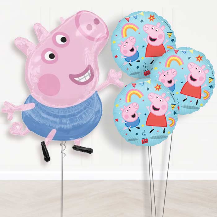 George Pig Balloon Bouquet Delivery - 1 x Giant Balloon with Themed Bouquet | Party Save Smile