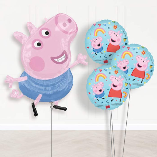 George Pig Balloon Bouquet Delivery - 1 x Giant Balloon with Themed Bouquet | Party Save Smile