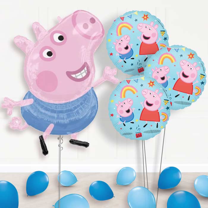 George Pig Balloon Bouquet Delivery - 1 x Giant Balloon with Themed Bouquet and Latex | Party Save Smile