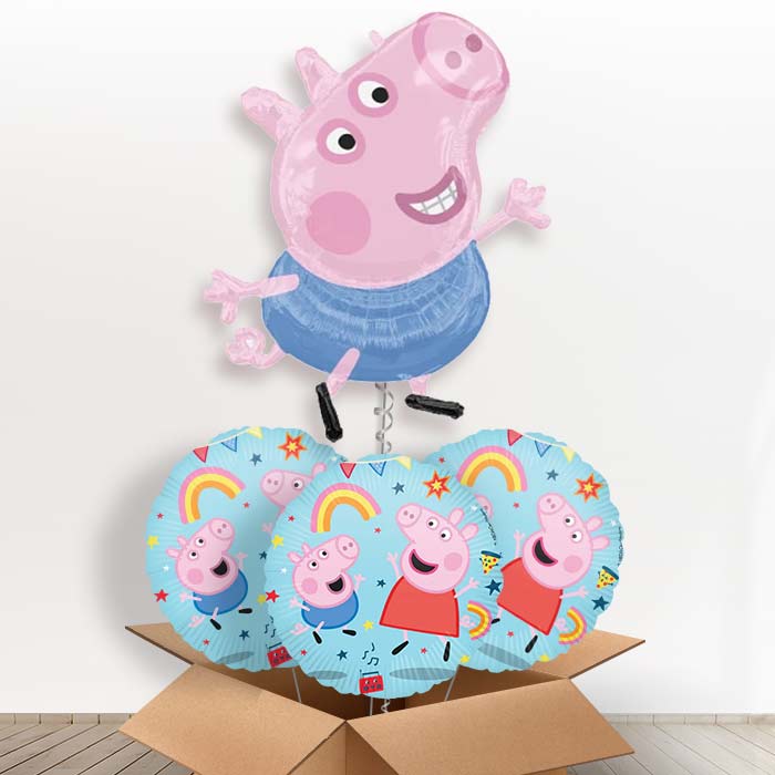 George Pig Helium Balloon in a Box - with 3 Themed Balloons | Party Save Smile