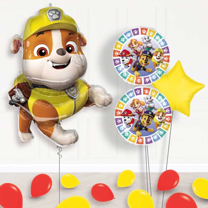 Rubble Helium Balloon Bouquet Delivered-Giant Balloon + 2 Themed Balloons + 1 Plain Balloon + Mini Balloons 