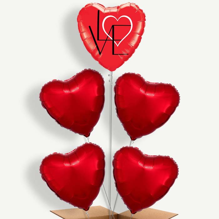 Red Heart Abstract Balloon Cluster Inflated with Helium | Party Save Smile