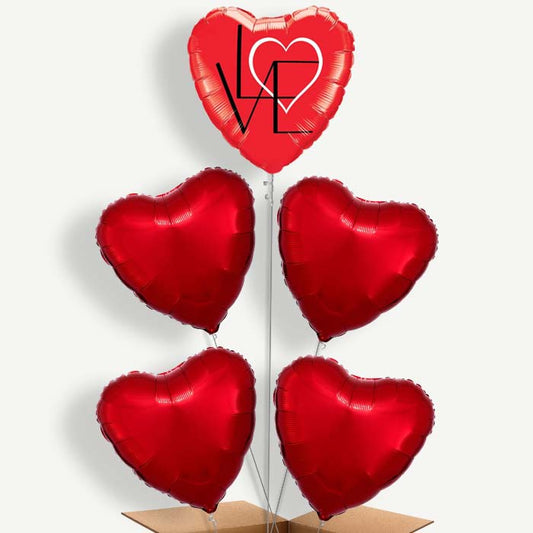 Red Heart Abstract Balloon Cluster Inflated with Helium | Party Save Smile