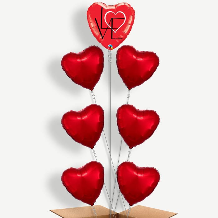 Red Heart Abstract Balloon Arrangement Inflated with Helium | Party Save Smile