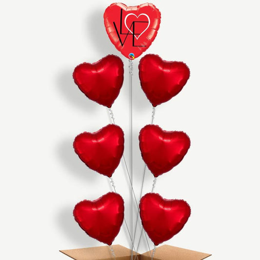 Red Heart Abstract Balloon Arrangement Inflated with Helium | Party Save Smile