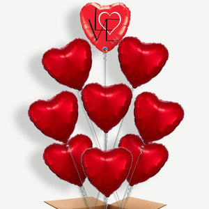 Red Heart Abstract 9 Balloon Bundle Inflated with Helium