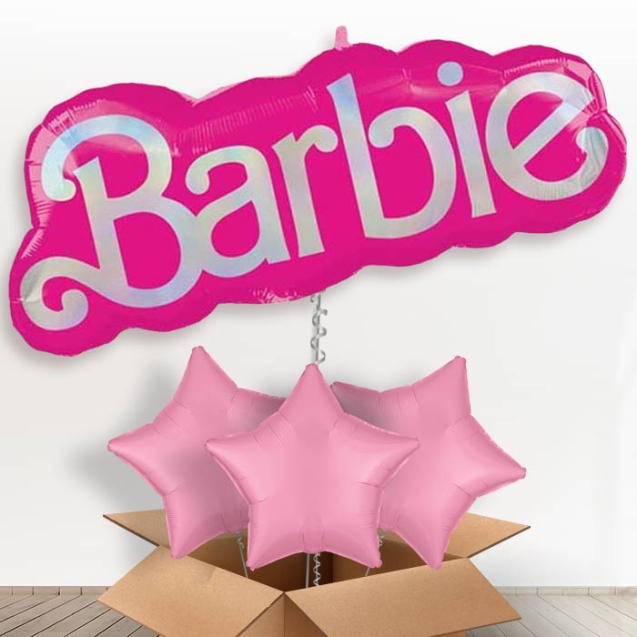 Barbie Shapes Helium Balloon in a Box - With 3 Plain Balloons | Party Save Smile