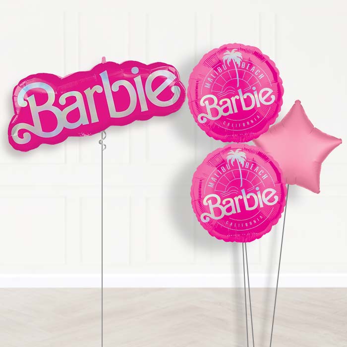 Barbie Shaped Balloon Bouquet Delivery-Giant Balloon + 2 Themed Balloons + 1 Plain Balloon 