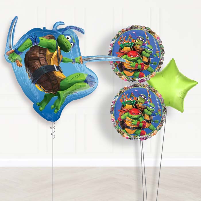 Teenage Mutant Ninja Turtles Balloon Bouquet Delivery-Giant Balloon + 2 Themed Balloons + 1 Plain Balloon 