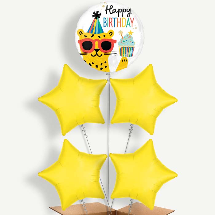 Cheetah Party Animal Birthday Helium Cluster Balloons | Party Save Smile